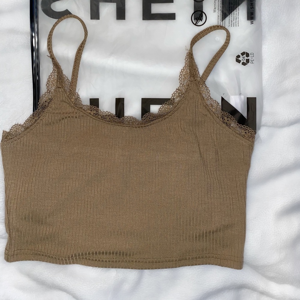 Brown lace tank top